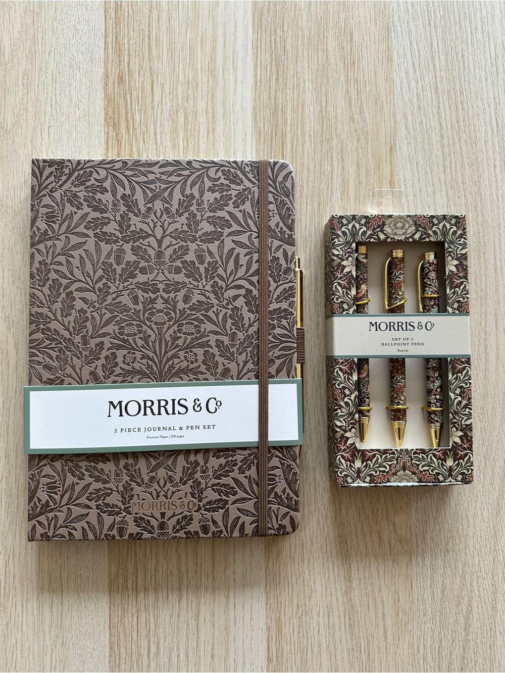 Morris & Co. William Morris Brown Floral Journal and Pen Set